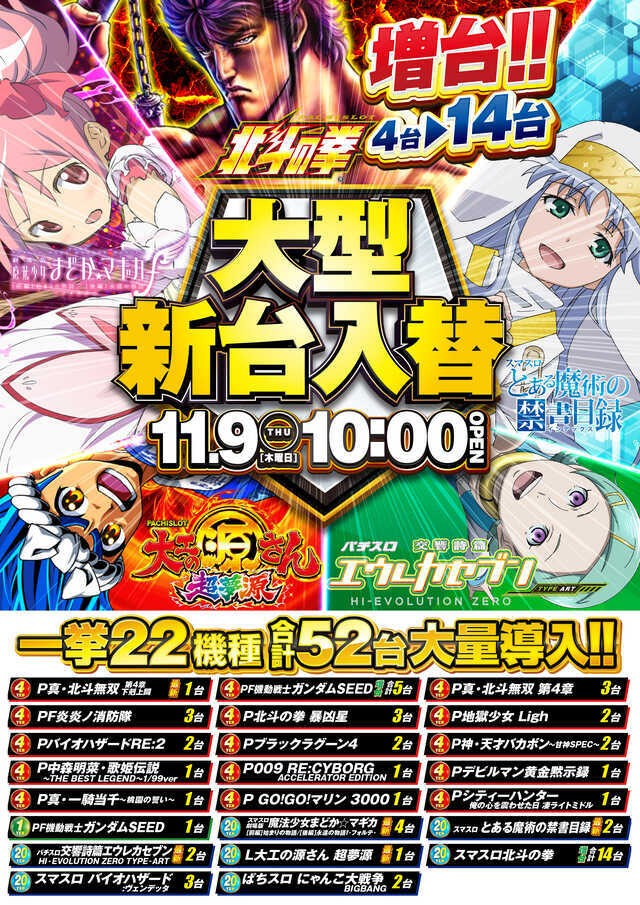 パチスロ天国 | (日)JR新長田駅付近 ?五神獣ガール? ?周年月間() ?新台入替(11.9) 入替後の週末日曜日に ｢五神獣ガール｣来店?  今月は｢周年月間｣だけに この週末は大注目です?? 直近の新台入替実施では 新台導入＆増台も完了し、 パチ/スロ共にパワーUP? 配分の傾向を見て  ...